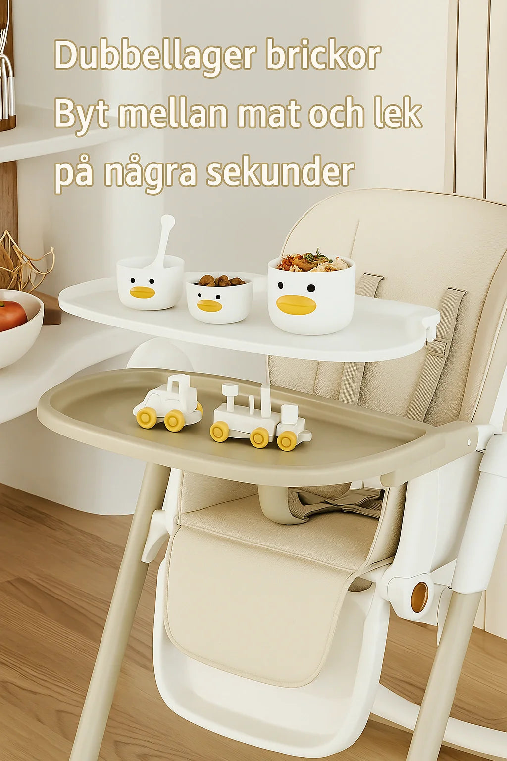 Dubbla bordsbrickor för lek och för mat