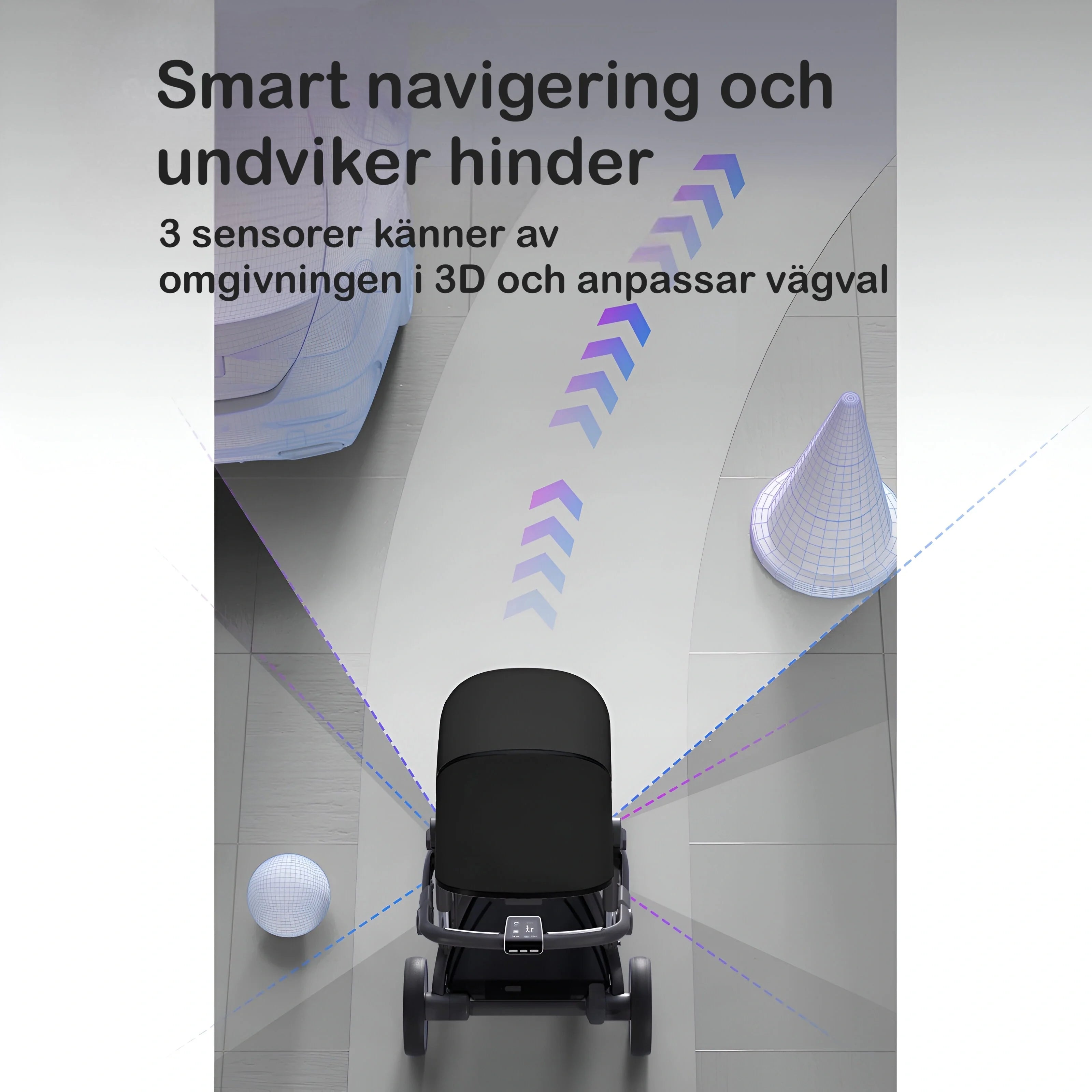Smart automatisk navigering via 3st 3D sensorer