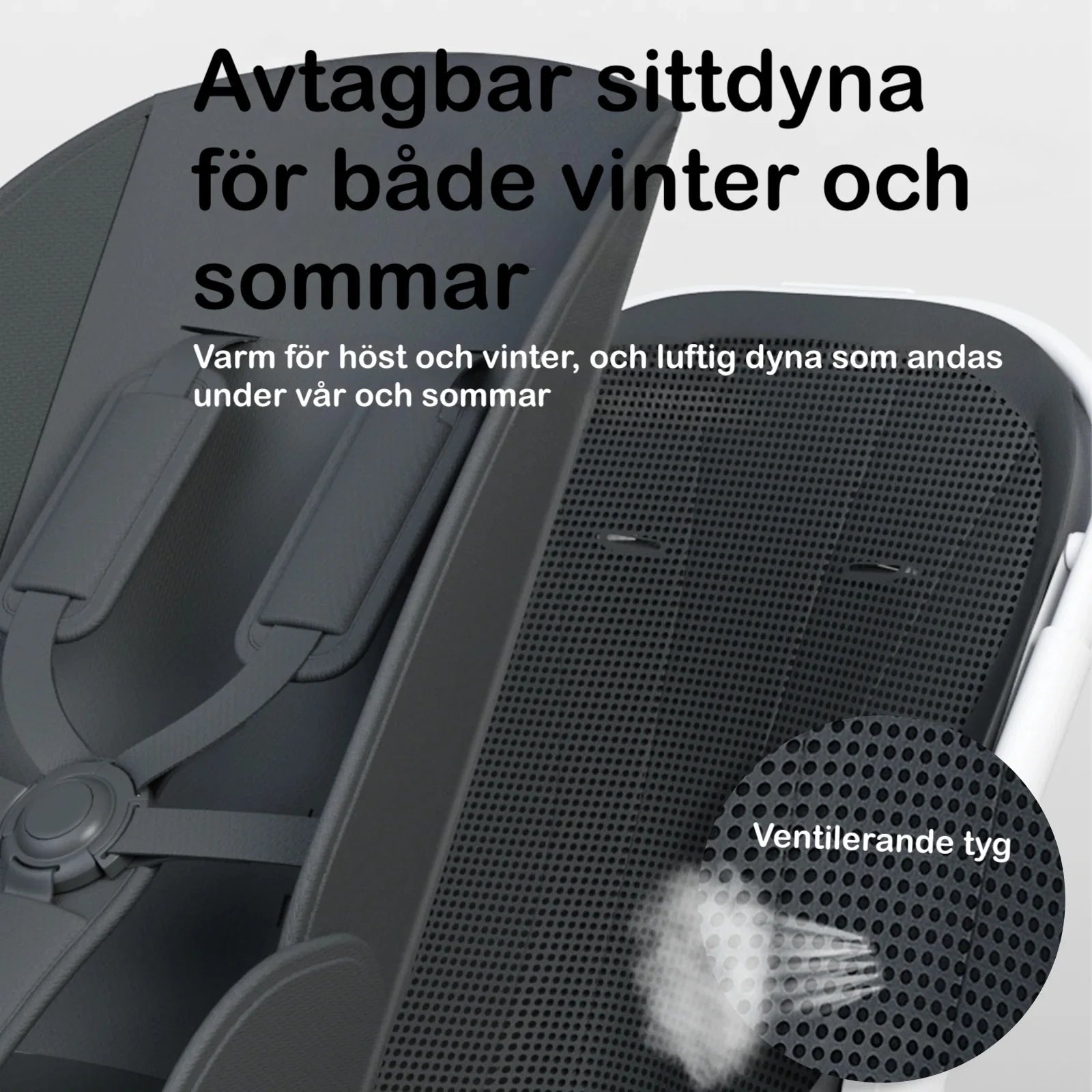avtagbar sittdyna för både vinter och sommar